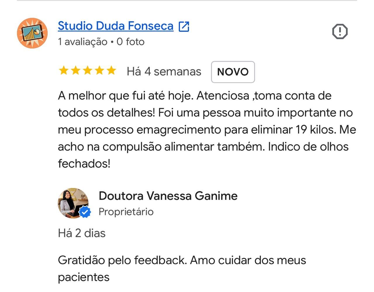 Avaliação de Studio Duda Fonseca